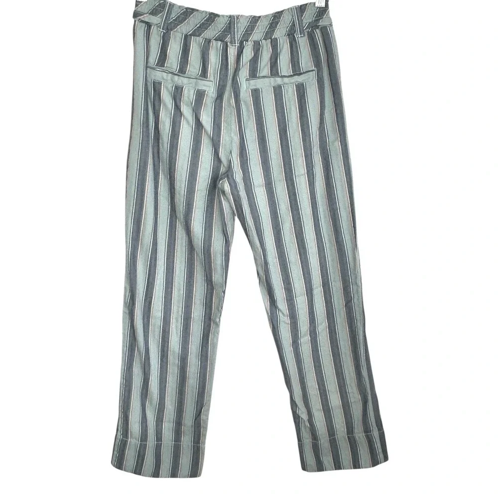 Free People Marielle Pull On Pants Boho XS Crop Stripe Straight Leg Coastal Vaca - Picture 2 of 10